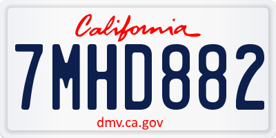 CA license plate 7MHD882