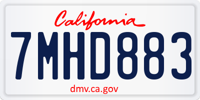 CA license plate 7MHD883