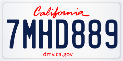 CA license plate 7MHD889