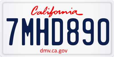 CA license plate 7MHD890