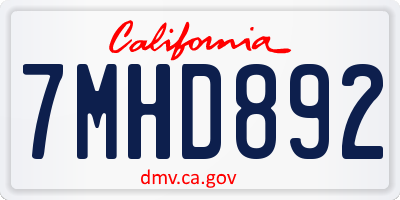 CA license plate 7MHD892