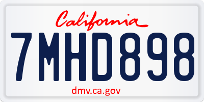 CA license plate 7MHD898