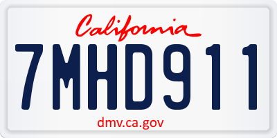 CA license plate 7MHD911