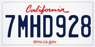 CA license plate 7MHD928