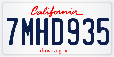 CA license plate 7MHD935