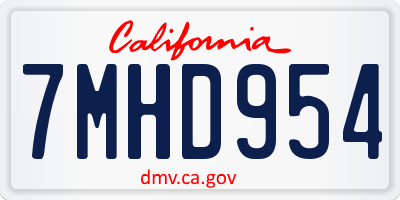 CA license plate 7MHD954