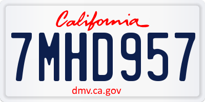 CA license plate 7MHD957
