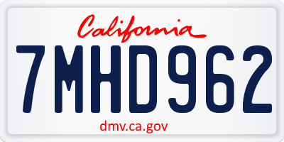 CA license plate 7MHD962