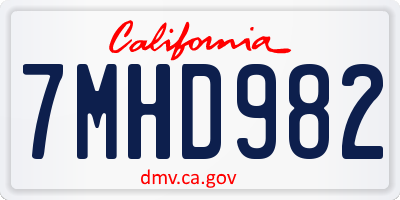 CA license plate 7MHD982
