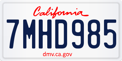 CA license plate 7MHD985
