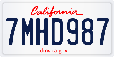 CA license plate 7MHD987