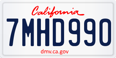 CA license plate 7MHD990