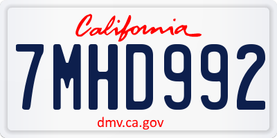 CA license plate 7MHD992