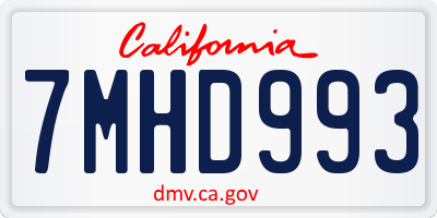 CA license plate 7MHD993