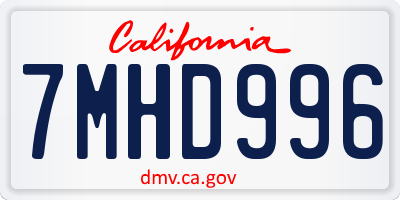 CA license plate 7MHD996