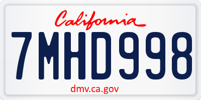 CA license plate 7MHD998