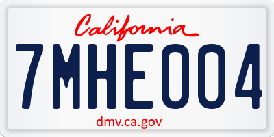 CA license plate 7MHE004