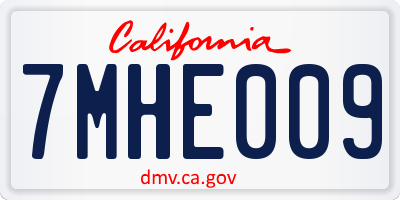 CA license plate 7MHE009