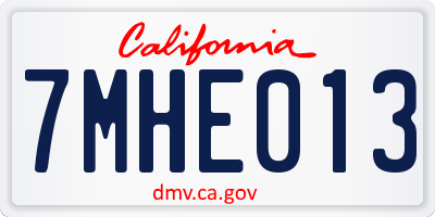 CA license plate 7MHE013