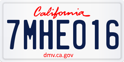 CA license plate 7MHE016