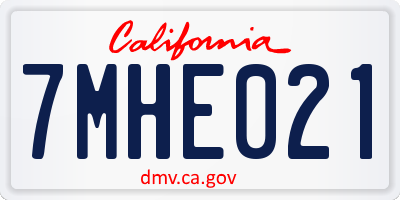 CA license plate 7MHE021