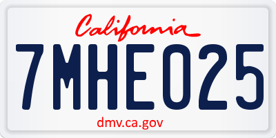 CA license plate 7MHE025