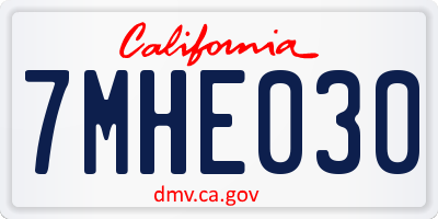 CA license plate 7MHE030