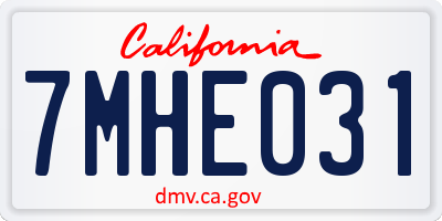 CA license plate 7MHE031