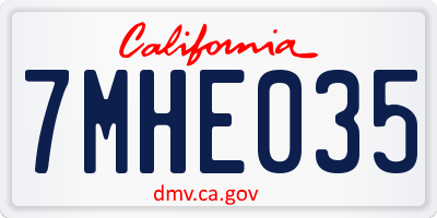 CA license plate 7MHE035