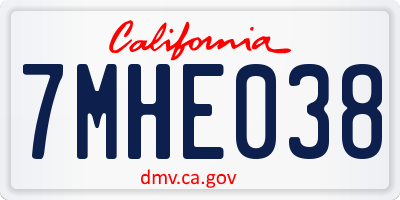 CA license plate 7MHE038