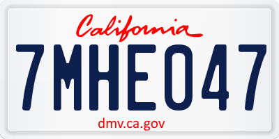 CA license plate 7MHE047
