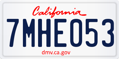 CA license plate 7MHE053