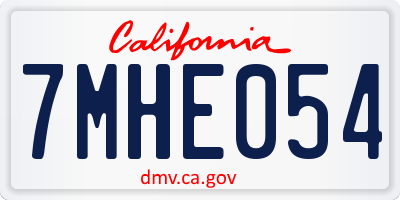 CA license plate 7MHE054