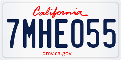CA license plate 7MHE055