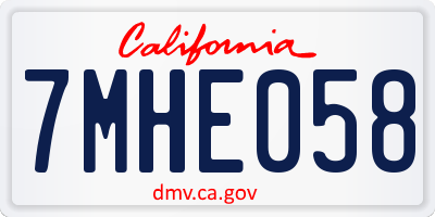 CA license plate 7MHE058