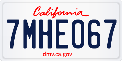 CA license plate 7MHE067