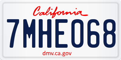 CA license plate 7MHE068