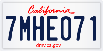 CA license plate 7MHE071