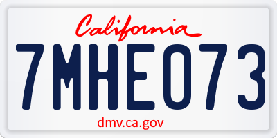 CA license plate 7MHE073