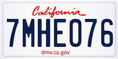 CA license plate 7MHE076