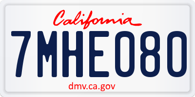 CA license plate 7MHE080