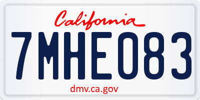 CA license plate 7MHE083