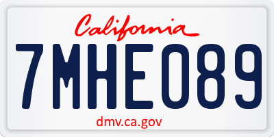 CA license plate 7MHE089