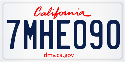 CA license plate 7MHE090