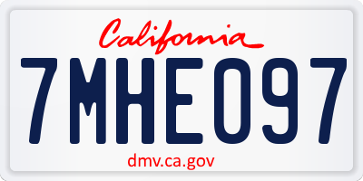 CA license plate 7MHE097