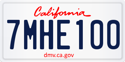 CA license plate 7MHE100