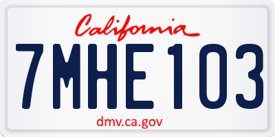 CA license plate 7MHE103