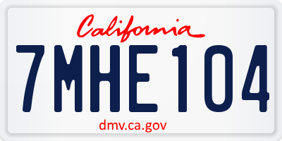 CA license plate 7MHE104