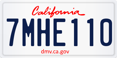 CA license plate 7MHE110