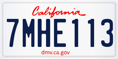 CA license plate 7MHE113